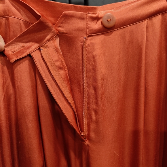 NEW Anthropologie Corey Lynn Calter Dark Orange Satin Petra Trousers M - Picture 9 of 15
